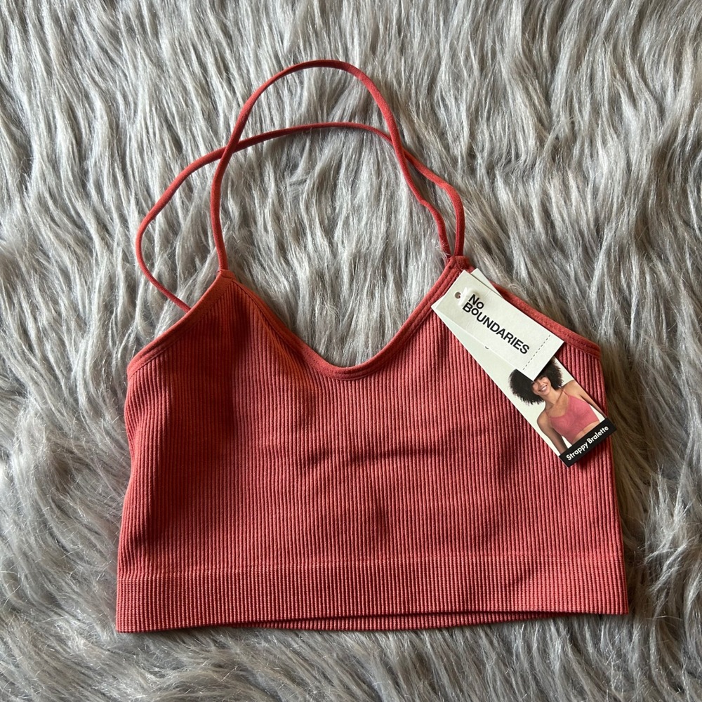 No Boundaries Strappy Bralette Womens Size XS Ribbed‎ Seamless Crossback Bra